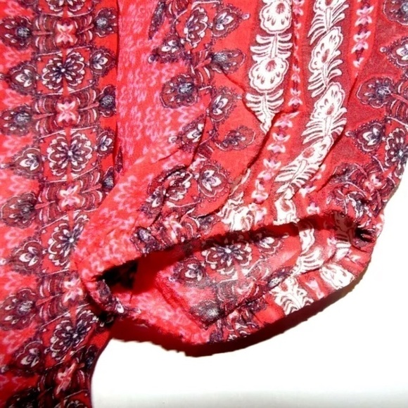 SUNDANCE | SIZE XS | SEMI SHEER EMBROIDERED TAPESTRY RED BLOUSE | BELL SLEEVES - Picture 8 of 10